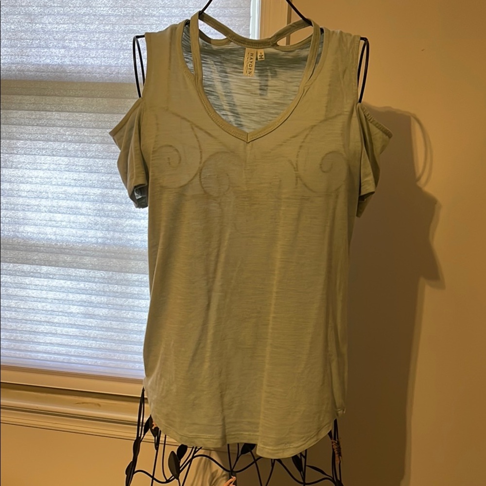 Hayden Green Tank Top with Cut Out Relaxed Style